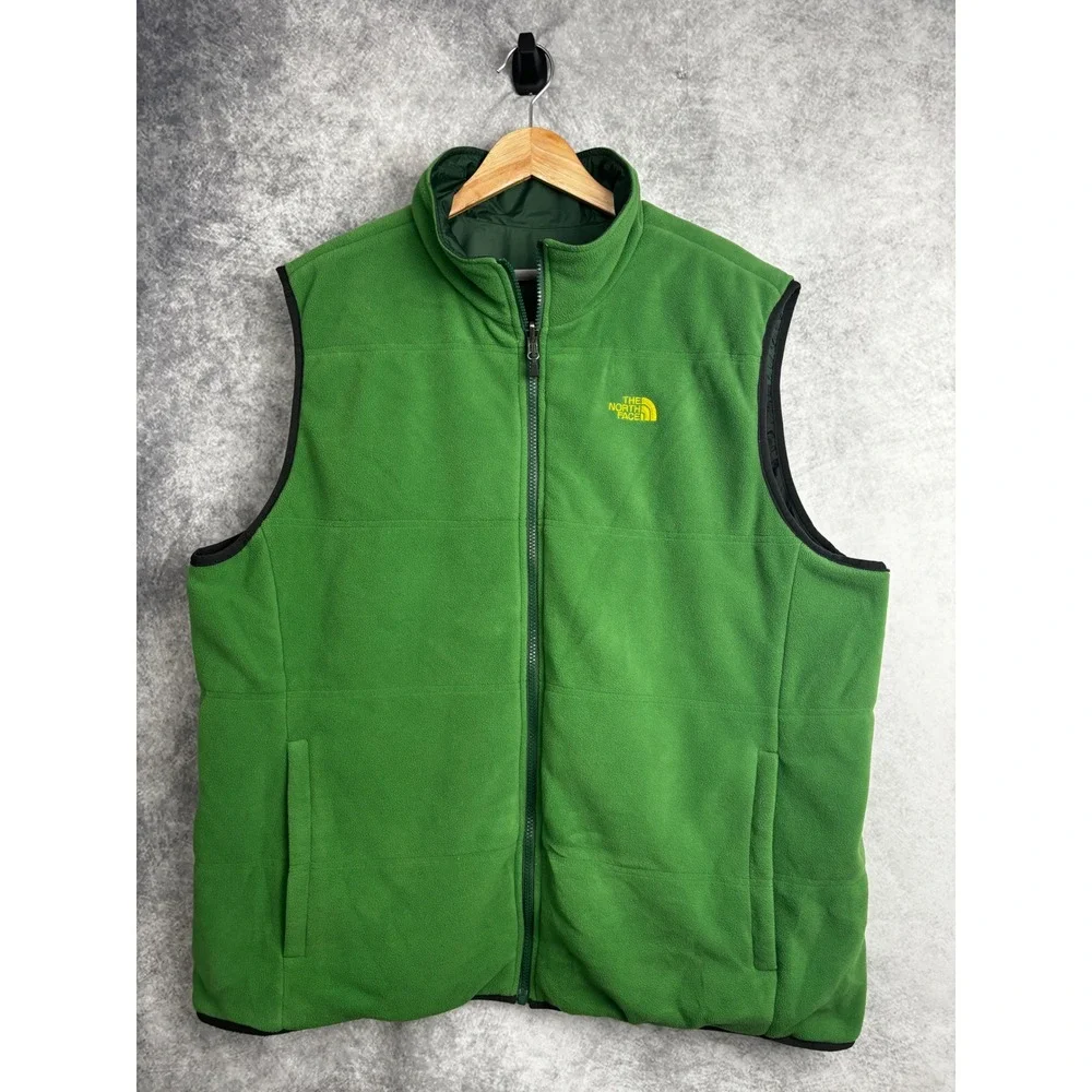 The North Face Men's Trinity Reversible Fleece Vest Green Black Size XXL